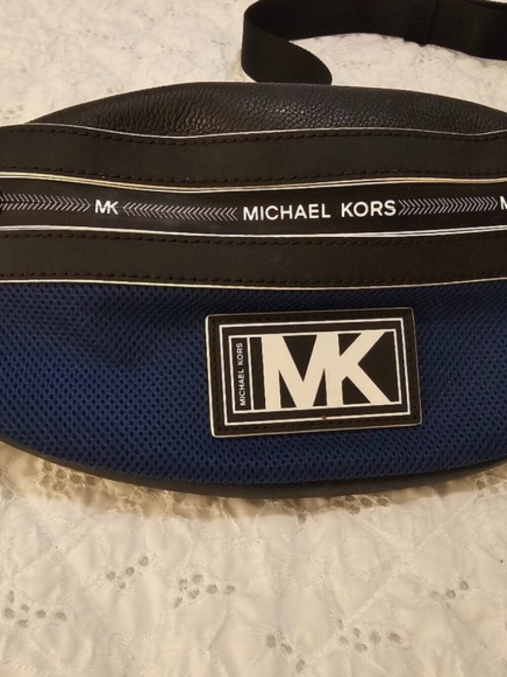 NWT Michael Kors Mens Cooper Belt Bag Fanny Pack Sapphire Blue / Black $278